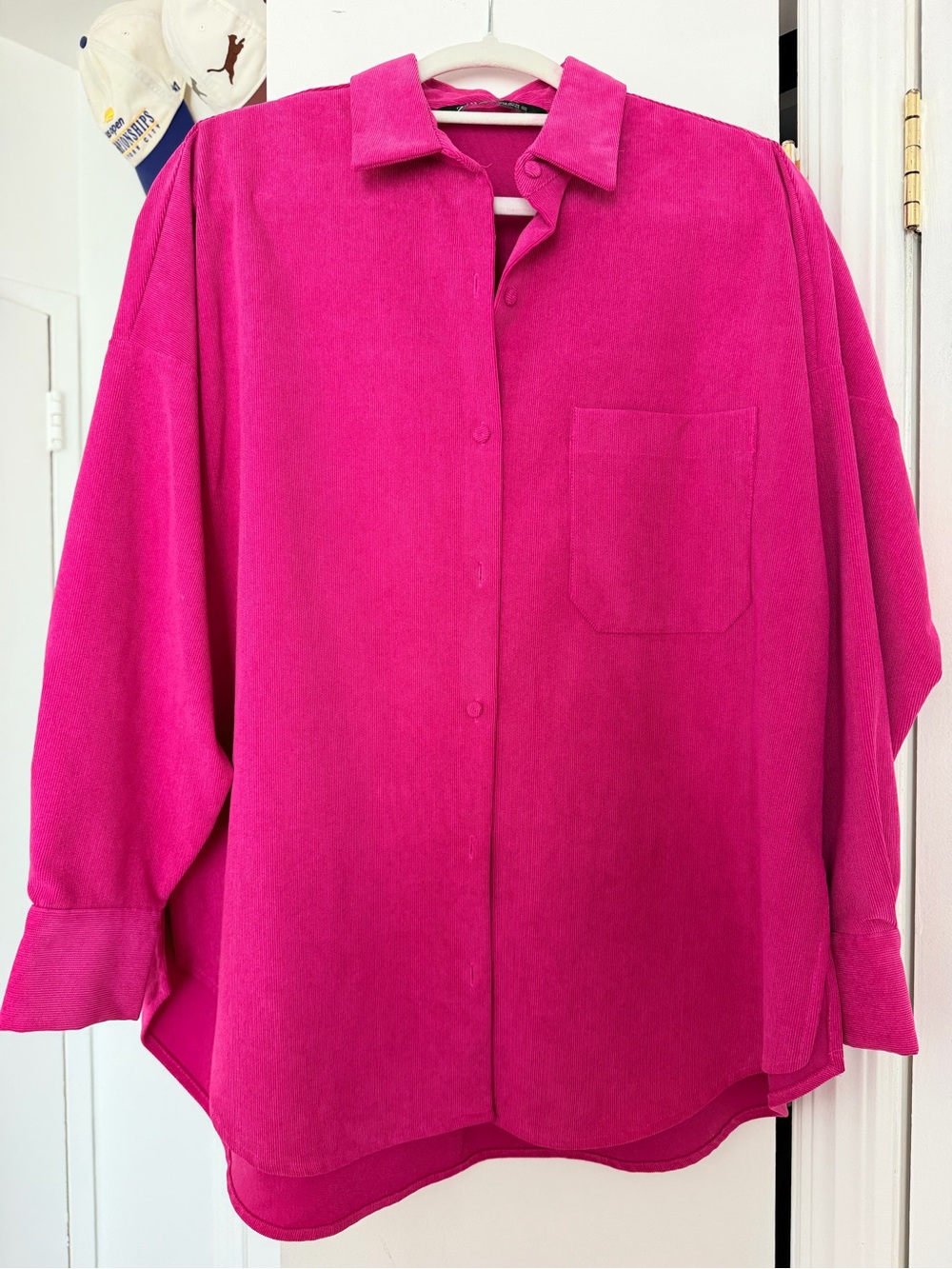 Zara Women’s Oversized Button-Up Shirt in Pink